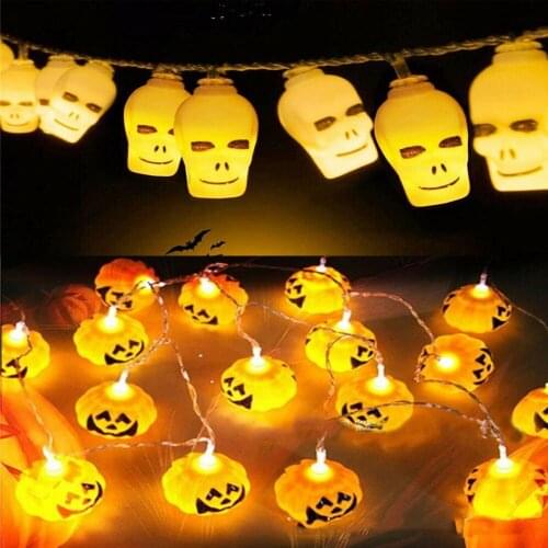 20/30/40LED Halloween Pumpkin Ghost Skull LED String Lights Festival Bar Home Party Decoration Halloween Ornament Lamp