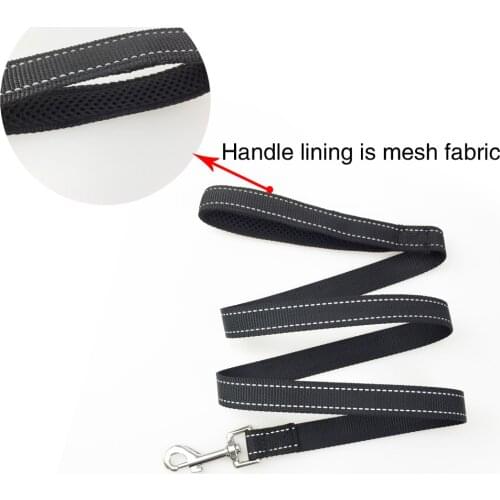 Reflective Nylon Dog Leash 3 colours 2size 2cm width Strong Dog Leash with Comfortable Padded Handle