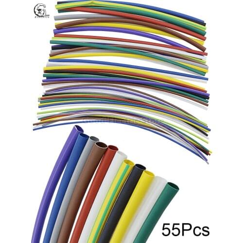 55 Pcs Shrinking Insulation Sleeving Thermal Casing Car Electrical Cable Tube Kits Heat Shrink Tube Tubing Wrap Sleeve Assorted
