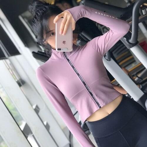 Net Celebrity Sports Top Womens Long-Sleeved Sexy Tight-Fitting Slimming Running Yoga Jacket WarmQuick-Drying T-Shirt short