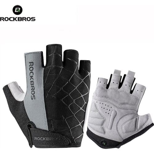 ROCKBROS Cycling Bike Half Finger Gloves Shockproof Breathable MTB Mountain Bicycle Gloves Guantes Ciclismo Bisiklet Eldiven