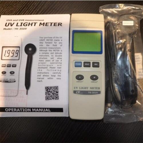 YK-35UV 2mW/cm2,20mW/cm2, band pass290-390nm, UVA / UVB UV light meter