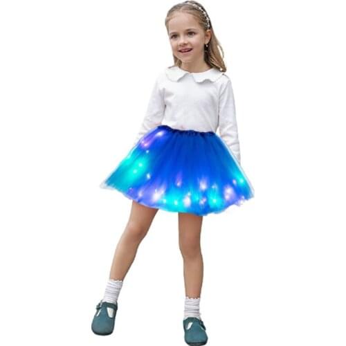 LED Glowing Light Kids Girls Princess Tutu Skirts Children Cloth Wedding Party Dancing Miniskirt Costume Cosplay Led Clothing