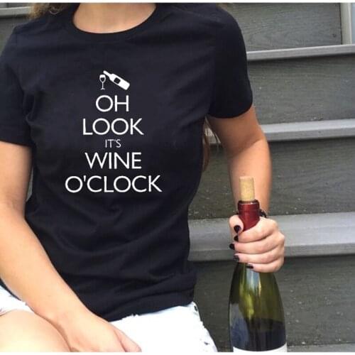 Its Wine O'clock Letter Print T Shirt Women Short Sleeve O Neck Fashion Tshirt 2021 Summer Women Tee Shirt Tops Camisetas Mujer