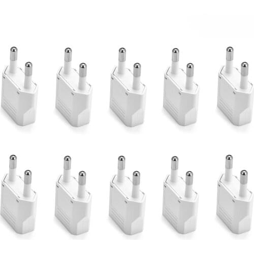 4.8mm EU Plug Adapter Travel Adapter CN US To EU KR Euro Black/White Power Adapter Electrical Plug Converter Sockets Outlet