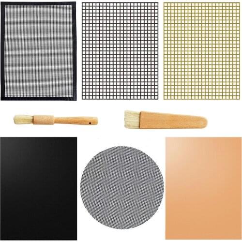 3pcs Non-stick Grill Grate BBQ Grilling Mesh Mat BBQ Kitchen Brush Cooking Grilling Sheet Liner Outdoor Barbecue Kebab Net Mats