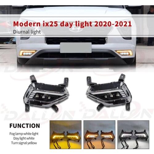 For Hyundai Creta IX25 2020 2021 Relay Waterproof ABS Car DRL 12V LED Daytime Running Light Daylight Fog light