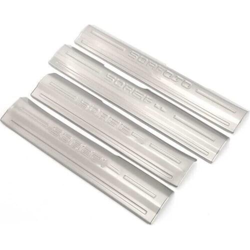 For KIA Sorento L 2015-2019 4PCS Stainless Steel Car Inner Door Sill Scuff Plate Threshold Welcome Pedal with Black Logo