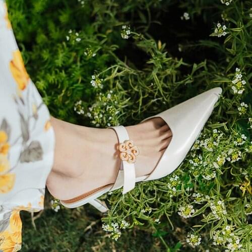 Dovereiss Fashion Womens Shoes Summer New White Consice Sexy Elegant Mules 7CM Stilettos Heels Slippers 35-41