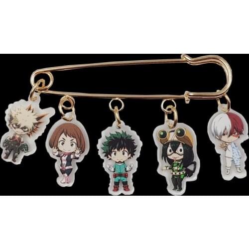 Hottest Acrylic Anime Cartoon My Hero Academia Deku Brooch Overcoat Sweater Bag Badge Women Men Office Casual Jewelry Gift