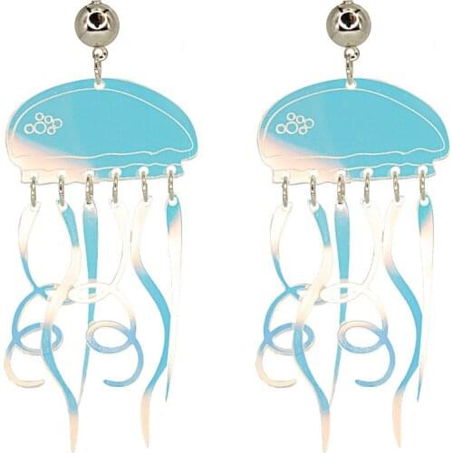 Cool Big Acrylic Jellyfish Drop Earrings Pendant Creative Animal Resin Long Dangle Earrings For Women Girl Fashion Jewelry Gifts