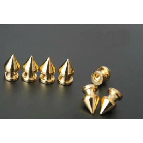 Hot Sale 50pcs 8*13mm Gold Sharp Top Screwback Rivet Punk Rock Bullet Studs and Spikes For Clothes Tachuelas Para Ropa
