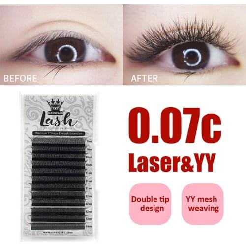 MASSCAKU Supplier Y-Shape Air False Lashes Eyelashes Hand Made Weaving Effect Synthetic Mink Lash Tray Plastic Eyelash Trays