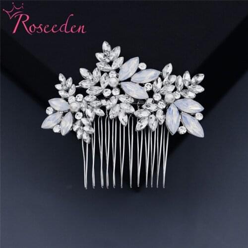 Mystic Shiny Opal Crystal Bridal Hair Comb Side Comb For Wedding Women Jewelry Gift RE3882