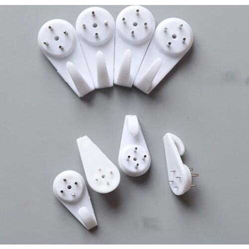 10pcs/pack Plastic Invisible Wall Mount Photo Picture Frame Nail Hook for Hanging Clock Decorative Storage Rack Seamless Nail