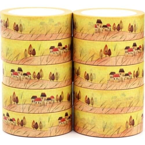 NEW 10pcs/Lot Decorative Fall Decoration House Trees Washi Tapes DIY Scrapbooking Planner Adhesive Masking Tape Cute Papeleria