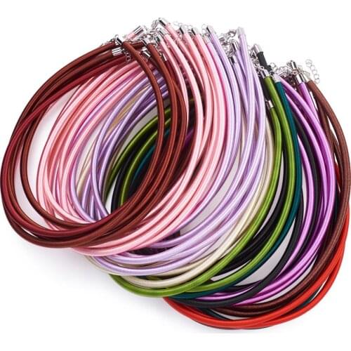 Pandahall 50pcs/lot 17" 5mm Mixed Color Silk Cord Necklace Making with Brass Clasps for DIY Jewelry Findings Accessories