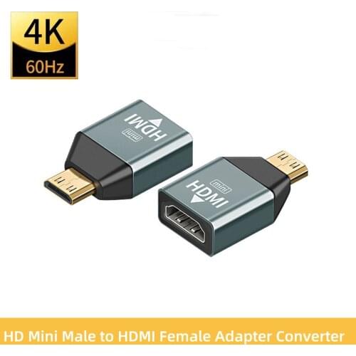 HD Mini Male HDMI-compatible To Standard HDMI-compatible Female Extension Adapter 4K@60Hz HDMI-compatible Converter for Notebook