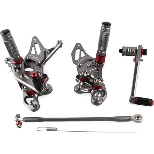 Aluminum Alloy Gray Motorcycle Rearset Foot Pegs Adjustable Footrest For Suzuki GSXR600 2015 / GSXR 600 15