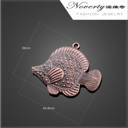 New 2pieces/bag 45*39MM Retro Zinc Alloy Red Bronze Fish Charms Pendants for DIY Necklace Jewelry Accessories