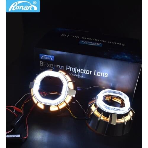 Ronan 2.5 inch double LED square angel eyes masks for bi xenon projector lens on car headlight retrofit