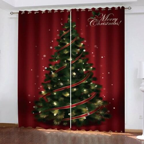 Customized size Luxury Blackout 3D Window Curtains red christmas curtains 3D Window Curtains Living Room wedding bedroom