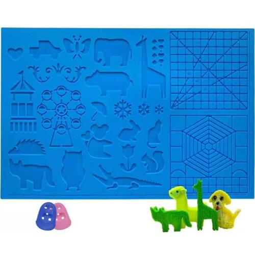 3D Printing Pen Basic Graphics Silicone Copy Geometric Drawing Board Mat with Finger Caps Kids Toy