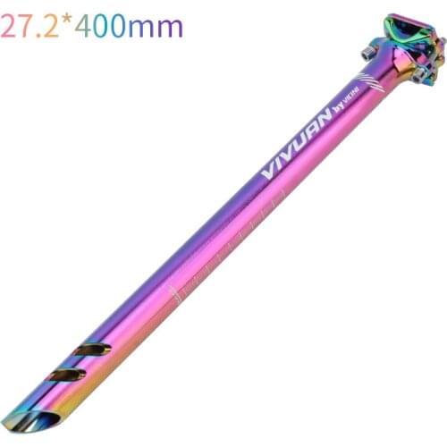 Full CNC Stem 60/80mm Bicycle Seatpost Colorful DH XC MTB Road Seatpost 27.2/31.6mm*400mm Mountain Bike Seat Post Rainbow Tube
