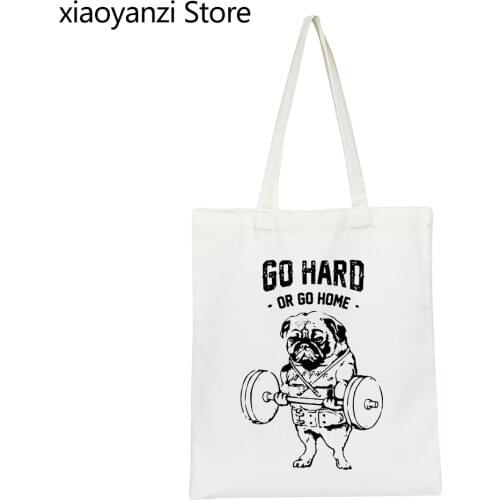 Shopping Bag casual pug life fashion go home or go hard Girls Fashion Handbag Black Ladies Shopper Bags Shoulder Bag Canvas Bag