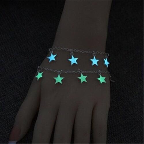Luminous Bracelet For Lovers Glowing In The Dark Charm Star Flower Anklet & Bracelet for Women Female Light Up Halloween Jewelry