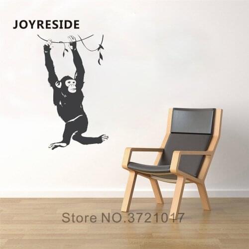 JOYRESIDE Monkey Animal Wall Hanging Chimp Decal Vinyl Sticker Decor Home Children Bedroom Living Room Interior Art Murals A306