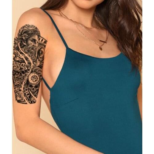 Zeus Skull Clock Eyes Waterproof Temporary Tattoo Sticker Black Rose Totem Fake Tattoos Flash Tatoos Arm Body Art for Women Men