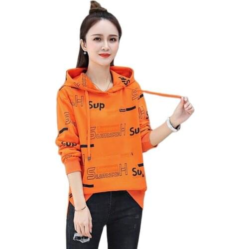 Women Cotton Hoodie Printed Womens Clothing 2021Spring Autumn New Korean Loose Sports Casual Fashion Long-Sleeved Sweatshirt D