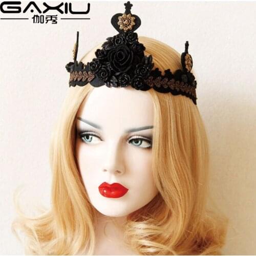 Black Crown Tiara Hair Jewelry For Women Halloween Gothic Female Wedding Hair Accessories Ornaments Princess Queen Head Jewelry