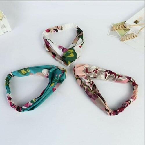 Women Girls Summer Bohemian Hair Bands Print Headbands Retro Cross Turban Bandage Bandanas HairBands Hair Accessories Headwrap