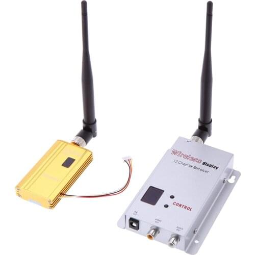 1.2G 1500mW Wireless 8CH Transmitter 12CH Receiver Camera AV Audio Video Transmission System for Displayer Monitor FPV OSD