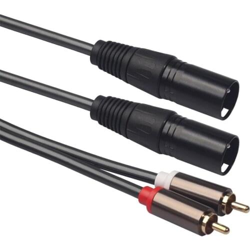 1.5m Full Copper Conductor Dual RCA Male to XLR Male Stereo AudioAluminum Alloy Shell Zinc Alloy Canon Head Patch Cable