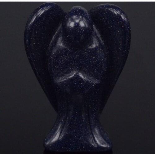 1.5" Nice Blue Goldstne Sand Carving Angel Natural Crafts Figurine Chakra Healing Reiki