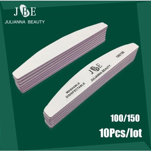 10Pcs/lot 100/150 Professional Nail File Plastic Zebra Sandpaper Emery Board grit Nail Tools Nails Accessoires