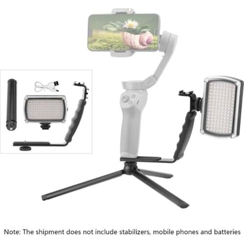 120 LEDs Lamp Dimmable Video Fill Lgiht with L-shaped Handle Bracket Tripod for DJI Osmo Mobile 2 3/Zhiyun Smooth 4
