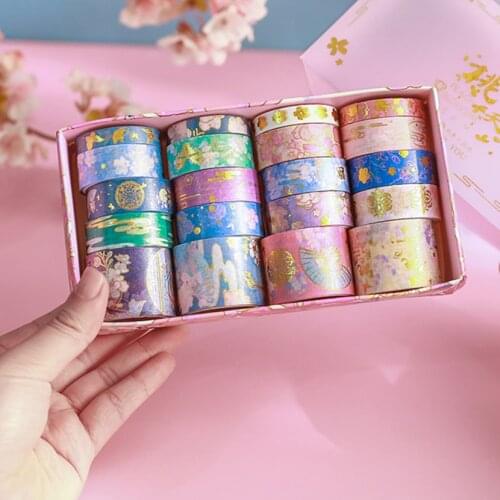 20 Pcs/Set Washi Tape Gold Leaf Washitape Masking Tapes Flower Scrapbooking Retro Decorativa Paper Sakura Sticker Cinta Adhesiva