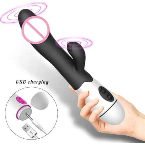 30 Speed Rabbit Vibrator Female Clitoral Stimulation Rechargable Realistic Dildo G Spot Vibrator Magic Wand Adult Women Sex Toys