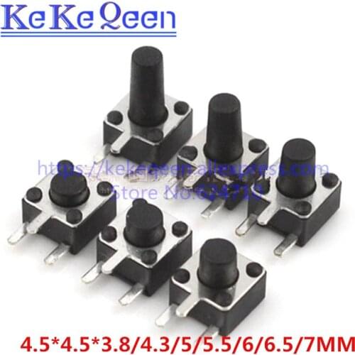 4.5x4.5mm Panel PCB Momentary Switch Toy switch DIP Side 3pin 4.5x4.5x3.8/4.5/5/5.5/6/7 MM 4.5*4.5*3.8MM 4.5MM 5MM 5.5MM 6MM 7MM