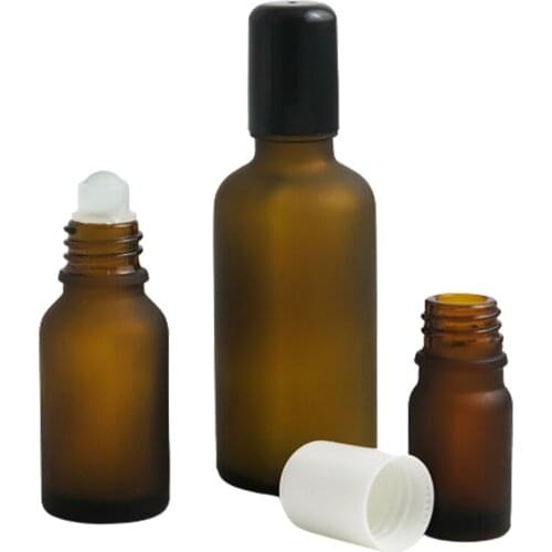 5ml 10ml 15ml 20ml 30ml 50ml 100ml Frost Amber Glass Roll on perfume Bottle 1/6OZ 1/3OZ 1/2OZ 1OZ Glass Roller Ball Containers