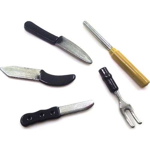 5Pcs/Set Mini 1/12 Dollhouse Miniature Kitchen Tableware Spoon Knife Fork Set Pretend Play Kitchen Accessories Toy