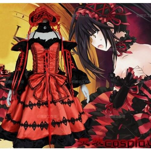 COSFANS 2019 New Anime DATE A LIVE Nightmare Tokisaki Kurumi Uniform Cosplay Costumes Full Set Party Fancy Lolita Princess Dress