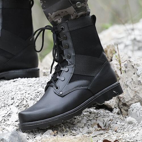 Black Military Tactical Combat Boots Men Work Safety Shoes Comabt Boots Steel Toe Tactico Shoes Motorcycle Boots Botas Hombre