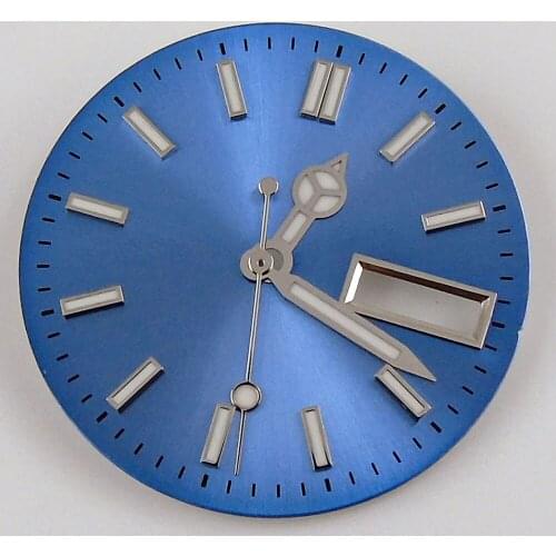 29mm Watch Dial Watch Face With Hands Fit For NH36/NH36A Date/Day Calendar Window Blue