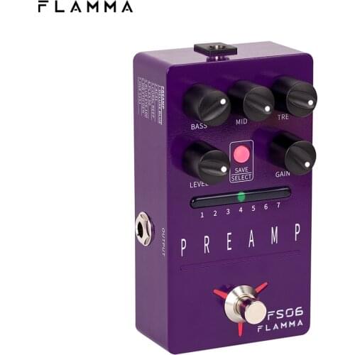 FLAMMA FS06 Preamp Pedal Digital Guitar effects pedal with 7 Preamp Models Preset Save Slot Built-in Cabinet Simulation