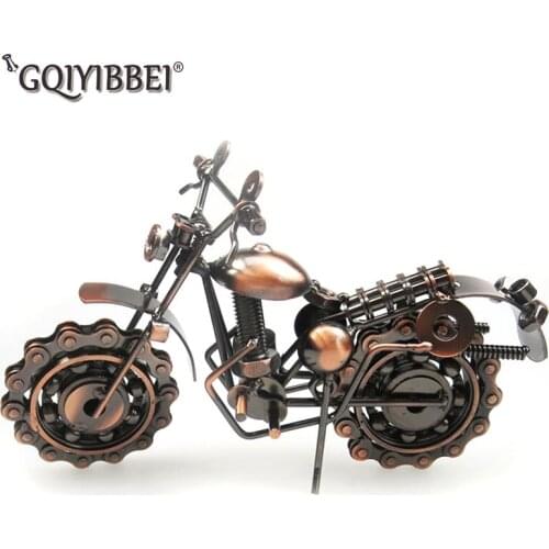 GQIYIBBEI Hand Soldering Motorcycle Model Metal Moto Collection Miniature Garden Home Decor Ornaments For Motocycle Lovers